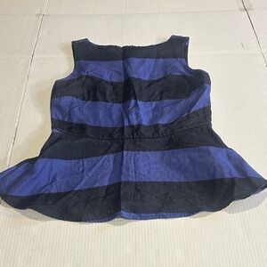 Banana Republic Striped Blue and Black Peplum Top with back zipper and hook